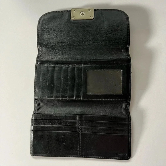 Coach Kristen Op Art Signature Black Silver Envelope Wallet - Picture 9 of 11